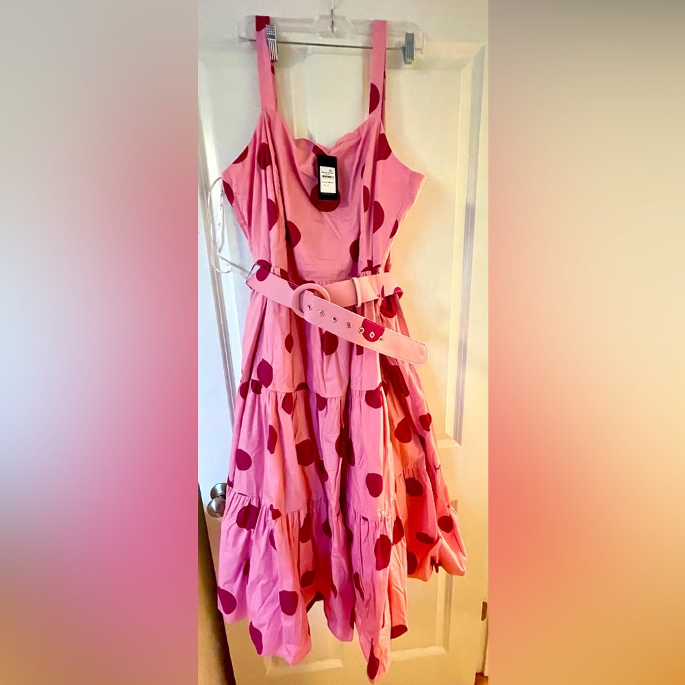 Pink polkadot alien dress with belt new w/tag